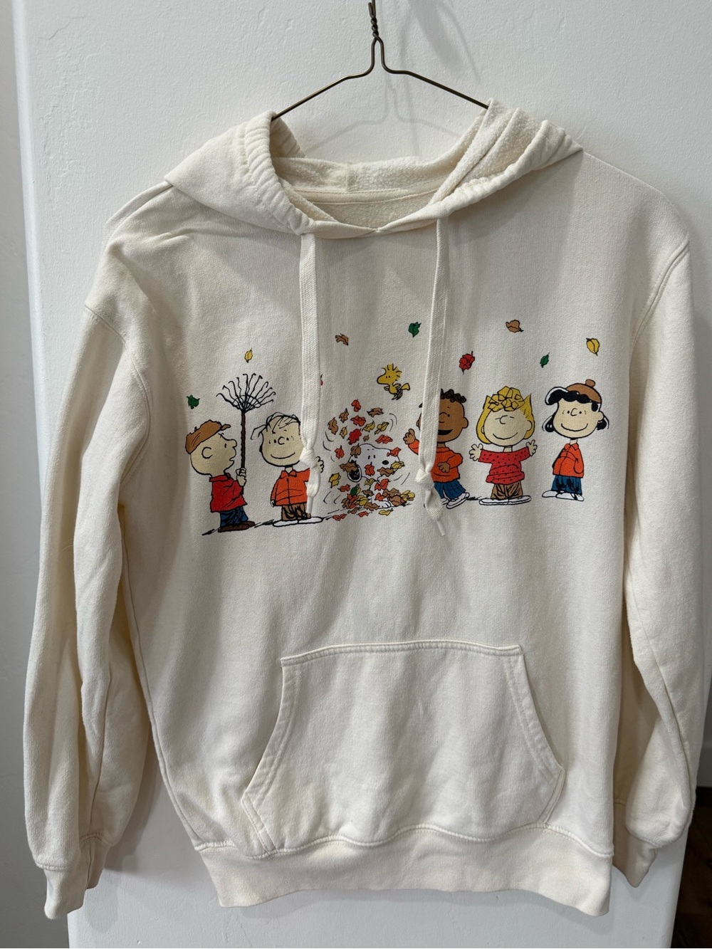 Peanuts Cream Hoodie with Colorful Fall Character Print